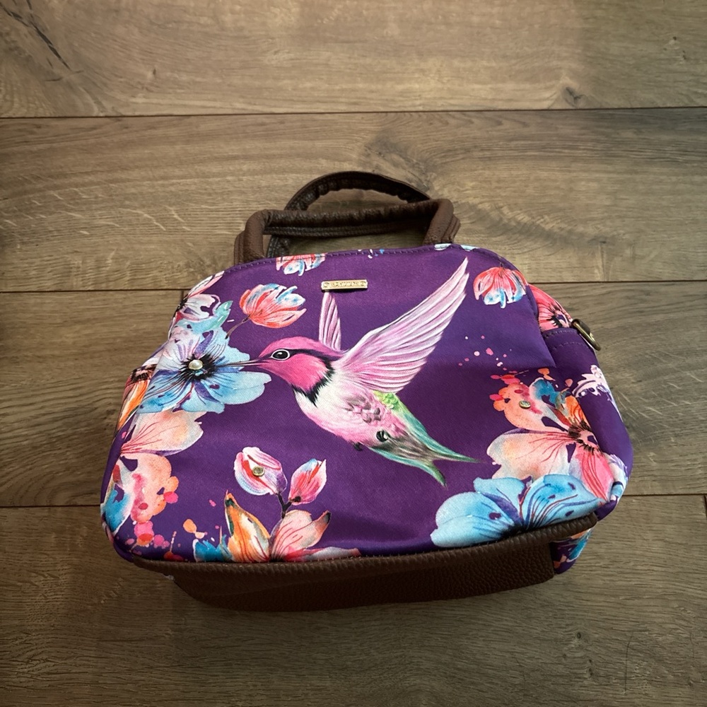 Kipling Purple and Pink Backpack with Bold Floral Design